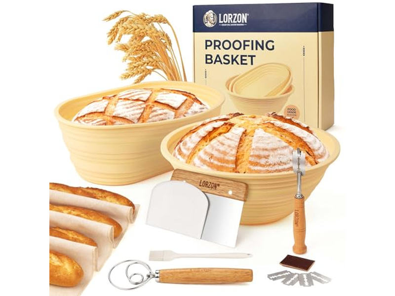 Cestino Ovale in Rattan 10 Pollici Kit Sourdough per Lievitazione