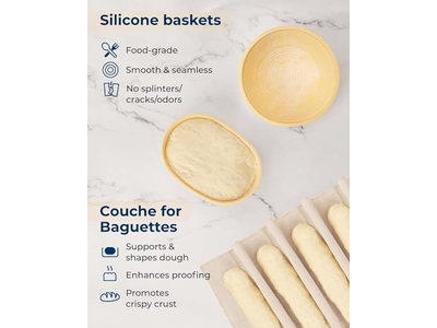 Cestino Ovale in Rattan 10 Pollici Kit Sourdough per Lievitazione