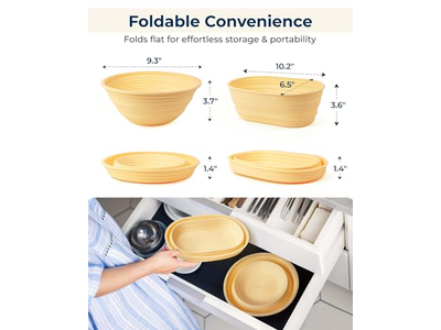 Cestino Ovale in Rattan 10 Pollici Kit Sourdough per Lievitazione