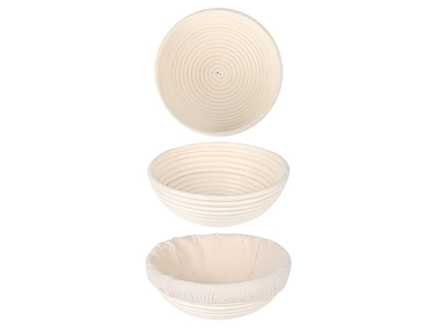 Set di 3 Cestini Banneton per Lievitazione 9 Pollici Rotondi 8,5 Pollici