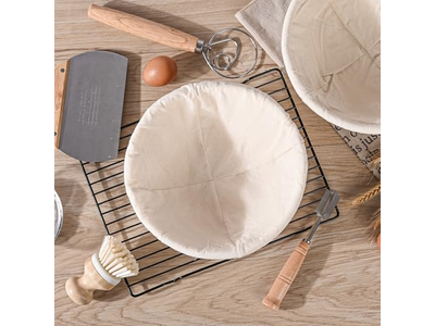 Set di 3 Cestini Banneton per Lievitazione 9 Pollici Rotondi 8,5 Pollici