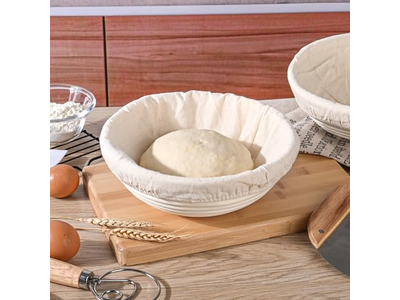 Set di 3 Cestini Banneton per Lievitazione 9 Pollici Rotondi 8,5 Pollici