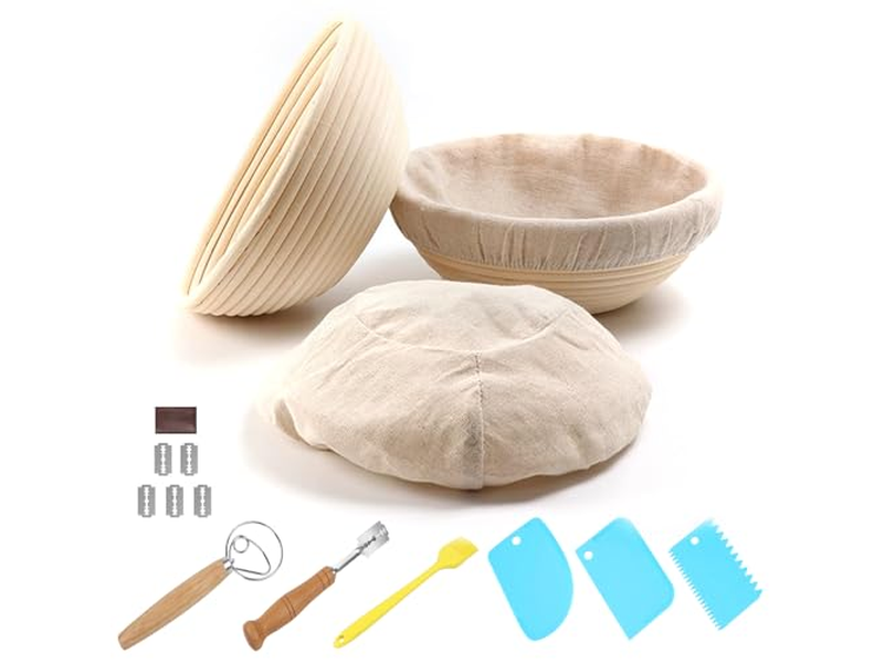 Set di cestini per lievitazione del pane Banneton Rattan ovale rotondo