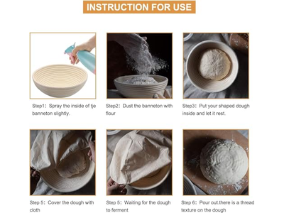 Kit Cestino per Lievitazione del Pane Banneton 2 con Accessori Set Rotondo per Lievito Madre