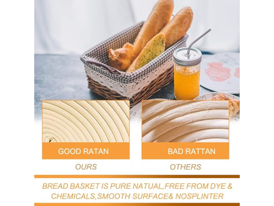 Kit Cestino per Lievitazione del Pane Banneton 2 con Accessori Set Rotondo per Lievito Madre