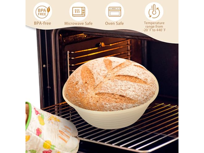 Banneton per Pane Artigianale Prima Volta 10 Pollici Coperchio Ovale 8P Fodera
