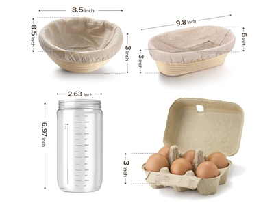 Cestino per Lievitazione Banneton Grande Ovale Pane 25Cm 10 Pollici Rotondo Premium Fermentazione