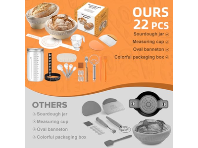 Cestino per Lievitazione Banneton Grande Ovale Pane 25Cm 10 Pollici Rotondo Premium Fermentazione