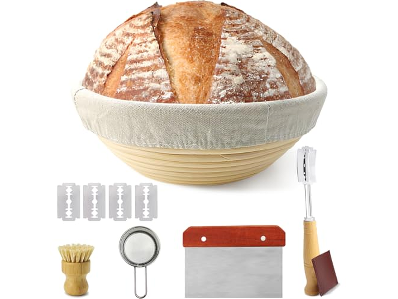 Cestini per Lievitazione Banneton Plastica Naturale Set di Pane Banneton Fatti a Mano