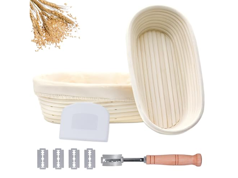 Cestino per Pane con Pietra Riscaldante, Fodera, Forniture per Panificazione da 5 Pollici
