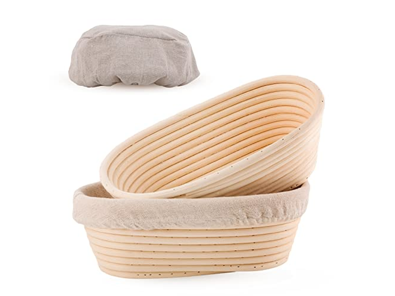 Set Banneton con Lame e Raschietto 12 Pollici Ovale in Acciaio Inox con Panettieri 11 cm Uso Fai da Te