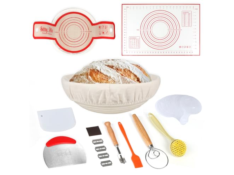 Cestini per Lievitazione del Pane Rotondi e Ovali 2 Confezioni 9 Pollici in Plastica per Panificazione