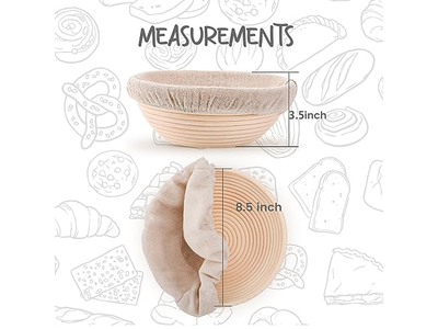 Set di 2 Cestini per Lievitazione del Pane 8,5 Pollici Rotondi