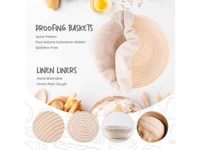 Set di 2 Cestini per Lievitazione del Pane 8,5 Pollici Rotondi