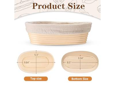 Cestino per Lievitazione Brotform 1Kg 9 Pollici Ovale Banneton Fatto a Mano Personalizzato Grande