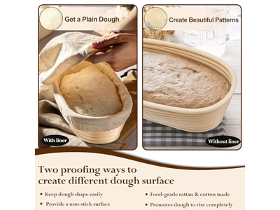 Cestino per Lievitazione Brotform 1Kg 9 Pollici Ovale Banneton Fatto a Mano Personalizzato Grande