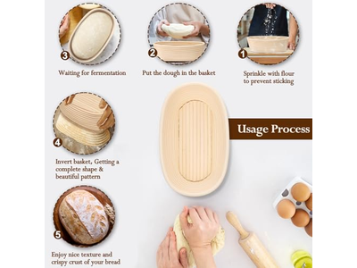 Cestino per Lievitazione Brotform 1Kg 9 Pollici Ovale Banneton Fatto a Mano Personalizzato Grande